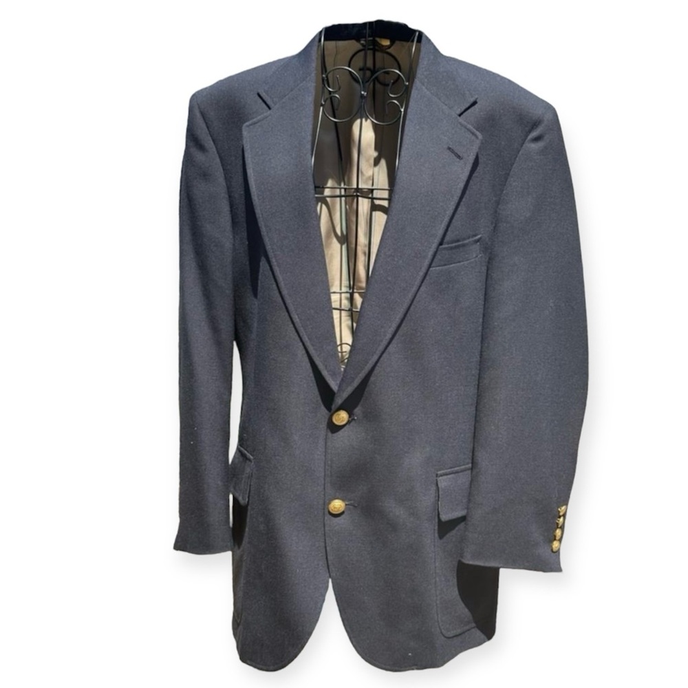 VTG Men Tailor Made Wimbledon Blue Jacket Gold Buttons Racquet Club USA READ